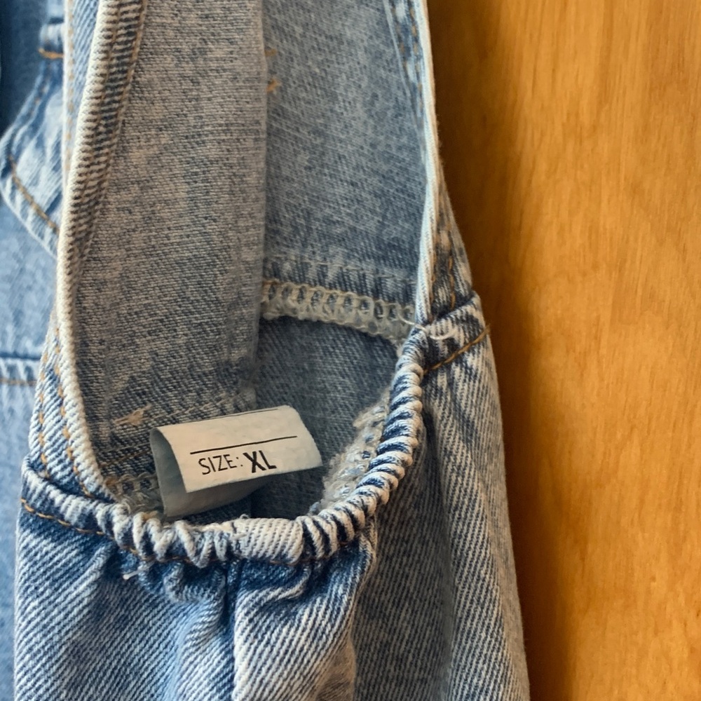 Acid Wash Balloon Leg Bib Overalls Western Streetwear Laid Back Boho Denim XL - Picture 4 of 9